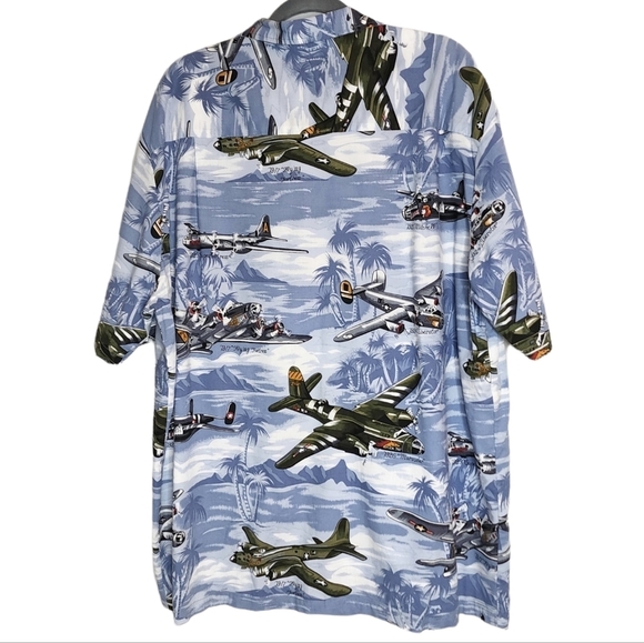 KALAHEO Airplane Fighter Bomber Hawaiian Shirt Short Sleeve Button Down Size 2XL - Picture 5 of 16